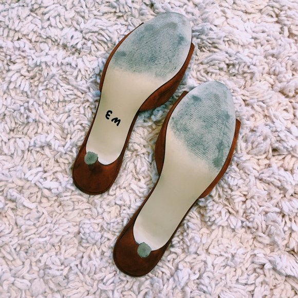 FSJ Shoes Brown Satin Heel With Front Strap - Picture 10 of 13